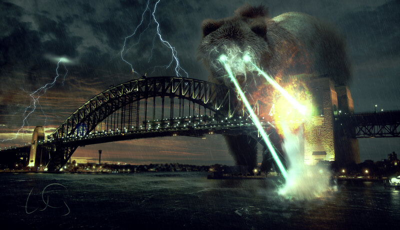 Giant Bear with Laser Eyes