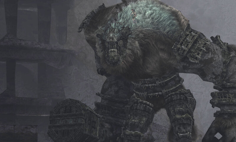 giant beast in ancient ruins