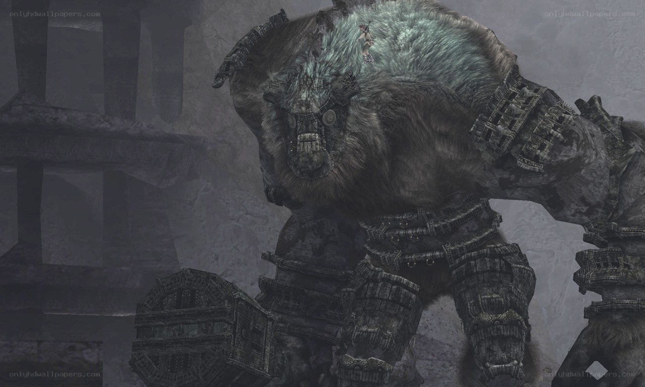 giant beast in ancient ruins