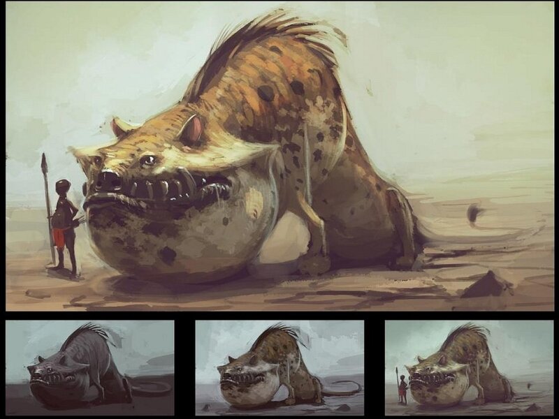 giant beast with warrior