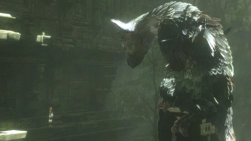 giant bird in ancient ruins