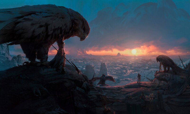 Giant Birds on Cliffs