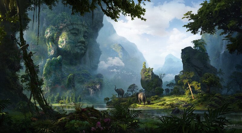 Giant Buddha Face in Jungle