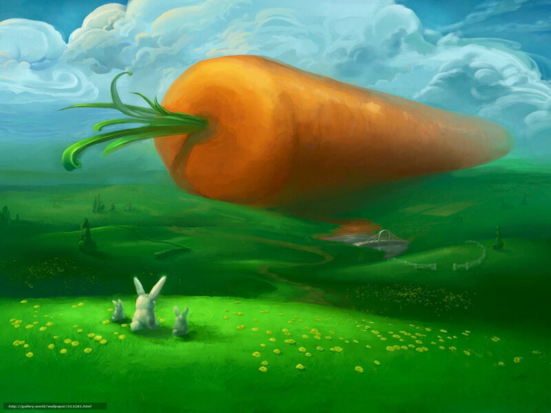 Giant Carrot in Field — Green