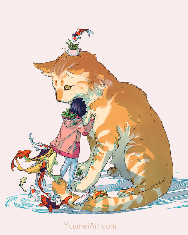 Giant Cat with Child