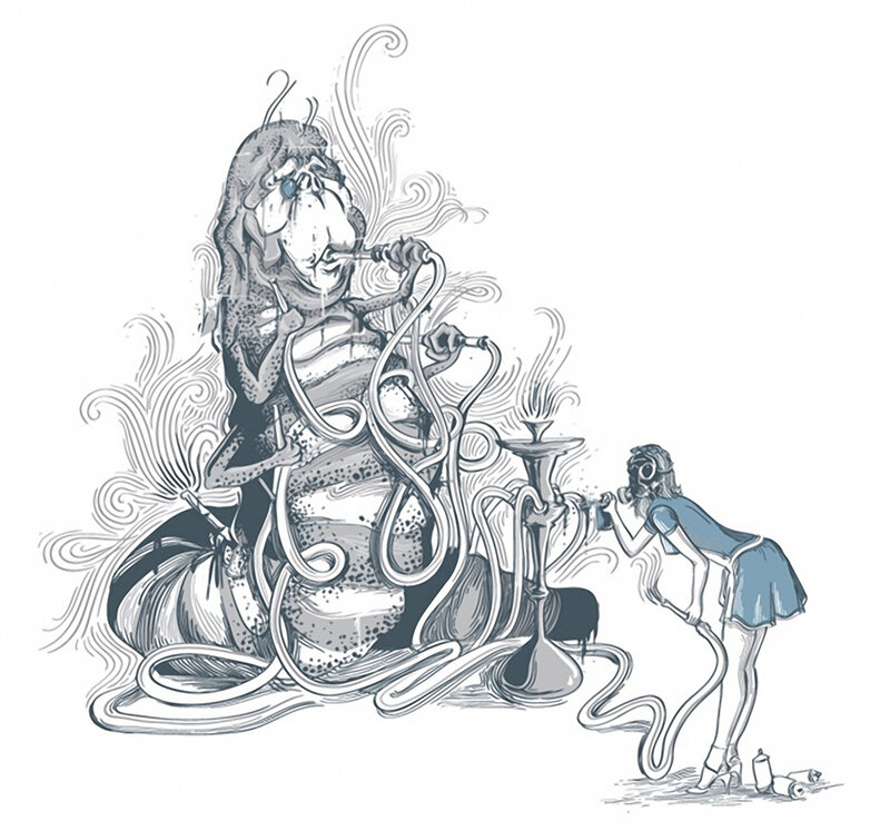 giant caterpillar with hookah