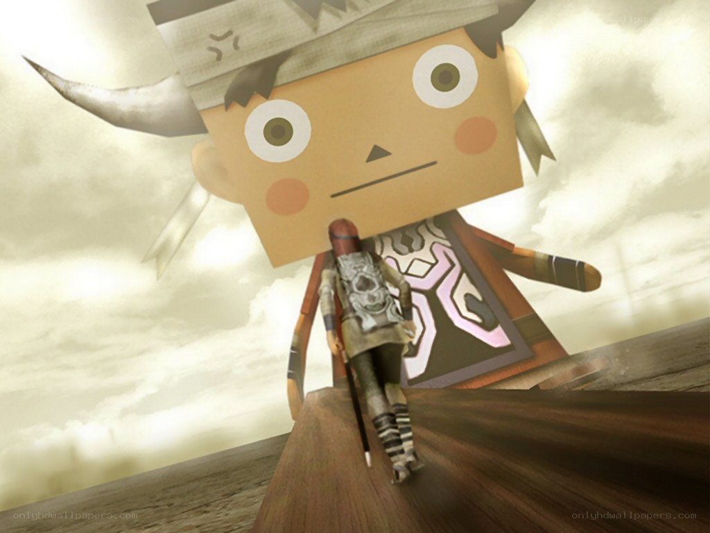 giant character with small figure