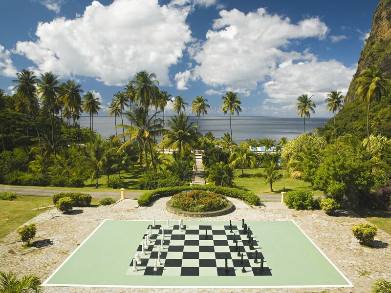 giant chess board by the sea