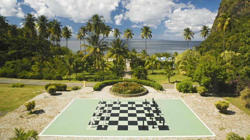 giant chess board by the sea
