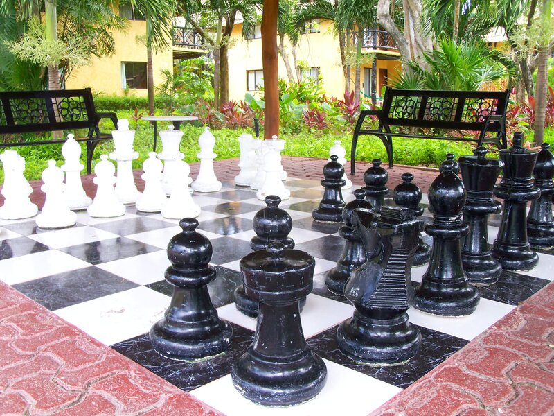 giant chess set in garden