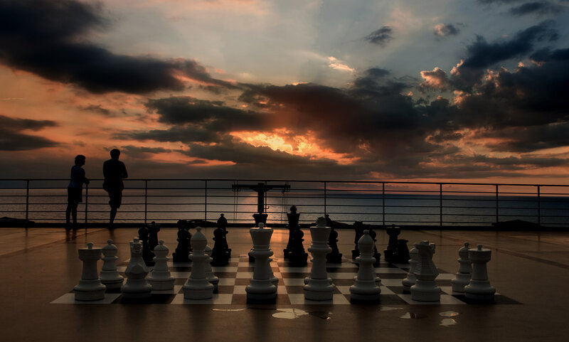 Giant Chess Set on Deck