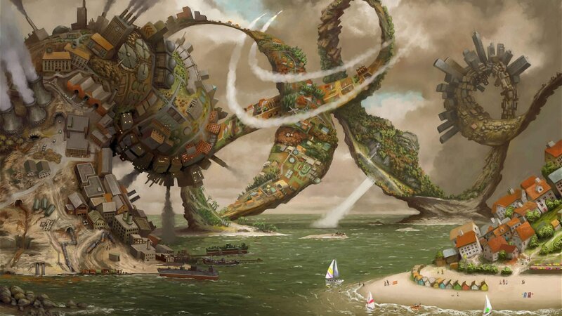 Giant City-creature — Green, Dramatic, Afternoon