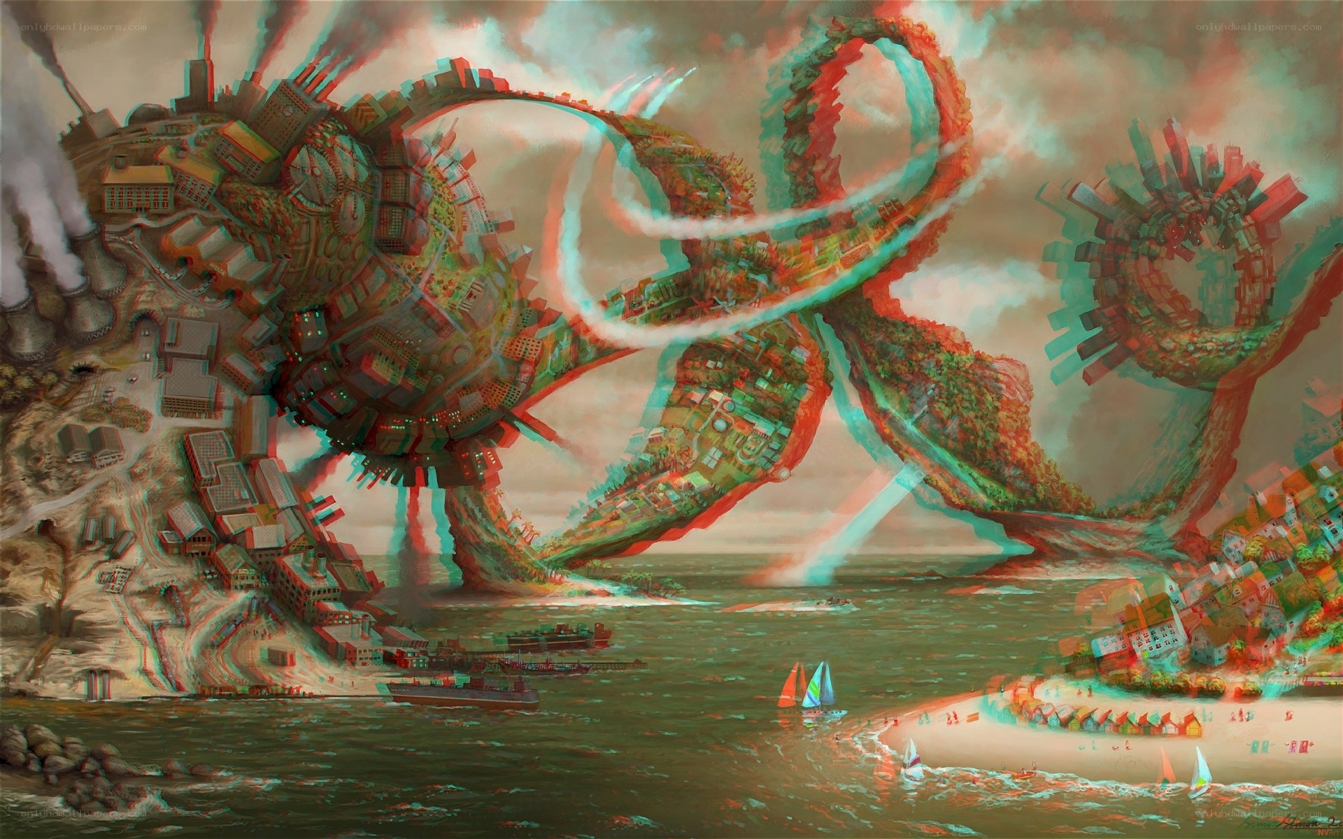 giant city monster attacks coast