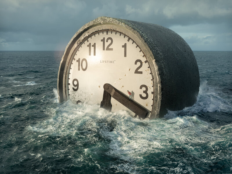 Giant Clock in Ocean