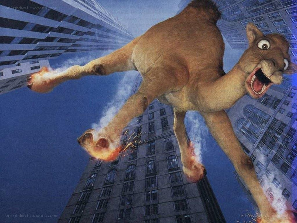 giant cougar attacks city