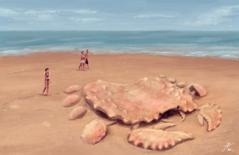 Giant Crab on Beach — Beige