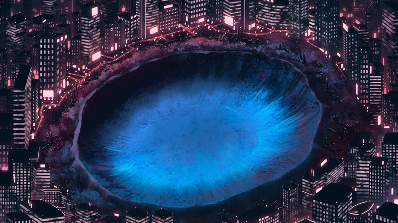 Giant Crater in City