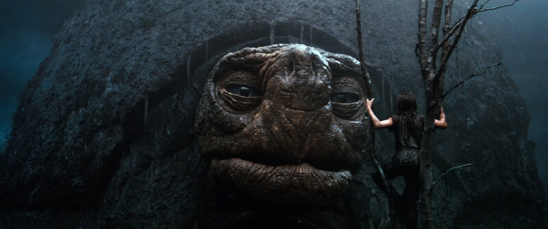giant creature and climber