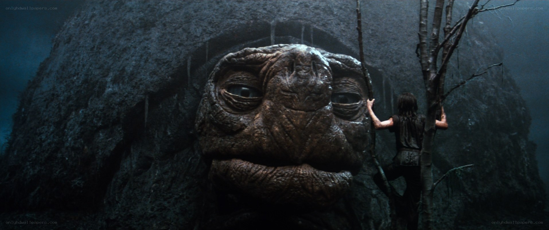 giant creature and climber