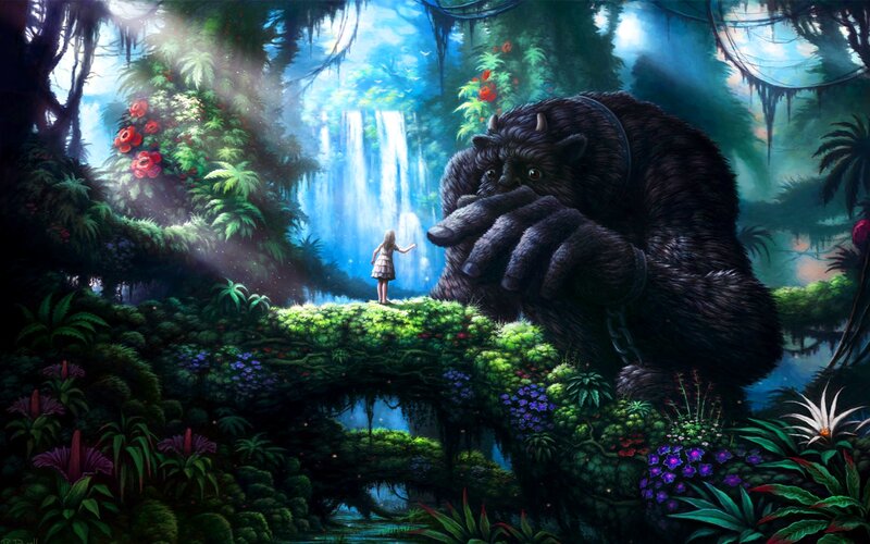 Giant Creature and Girl