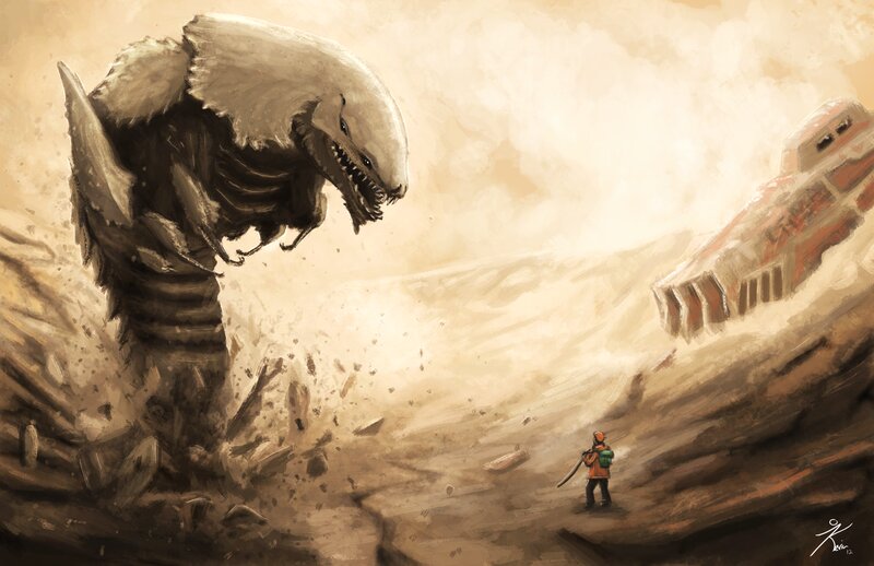 Giant Creature Attacking