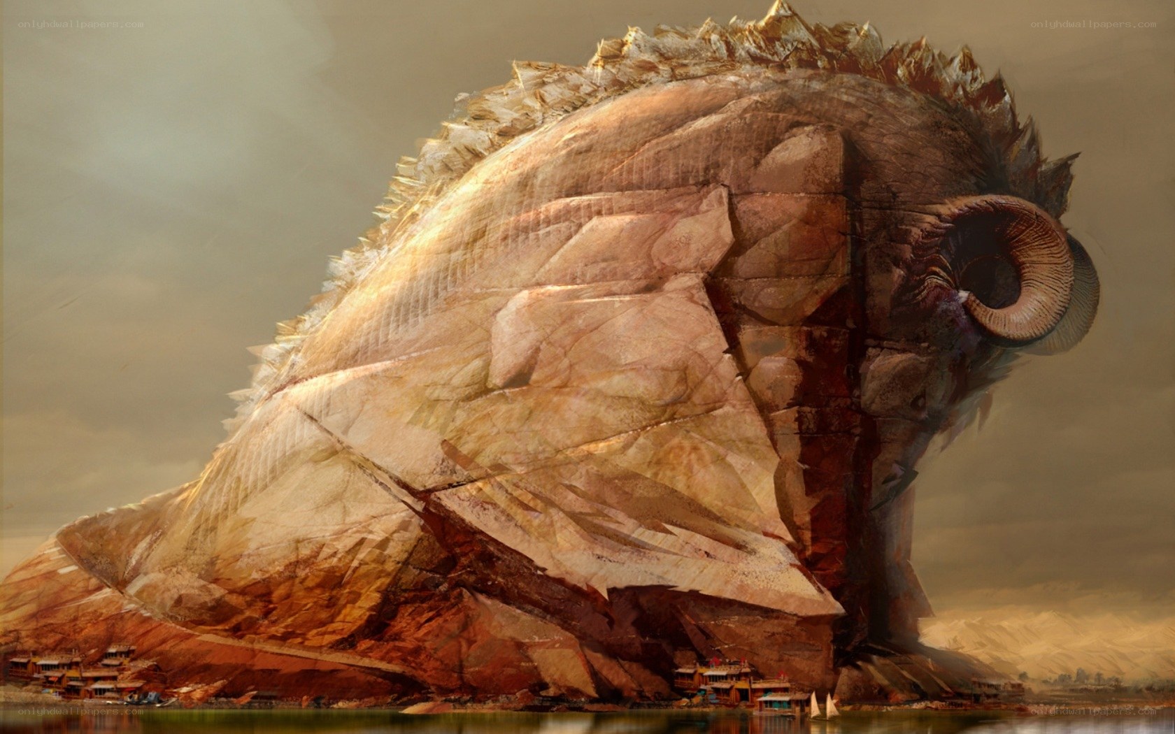 giant creature by the water
