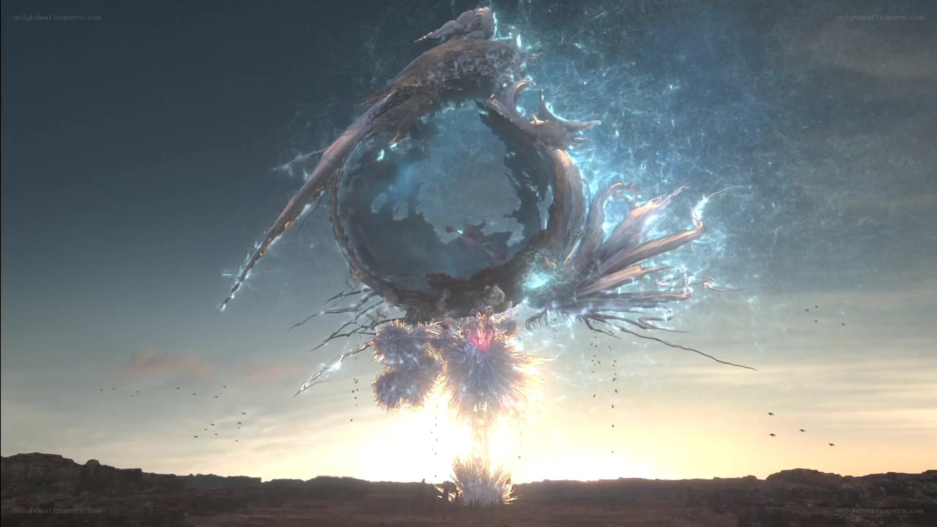 Giant creature emerging from portal
