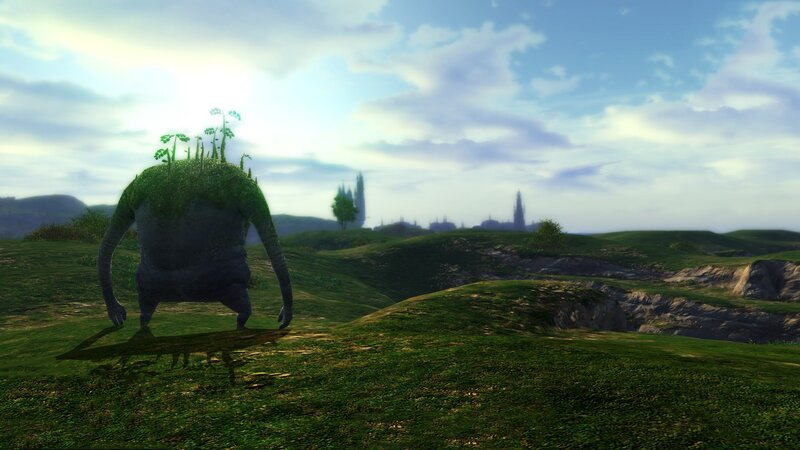 giant creature in a green landscape