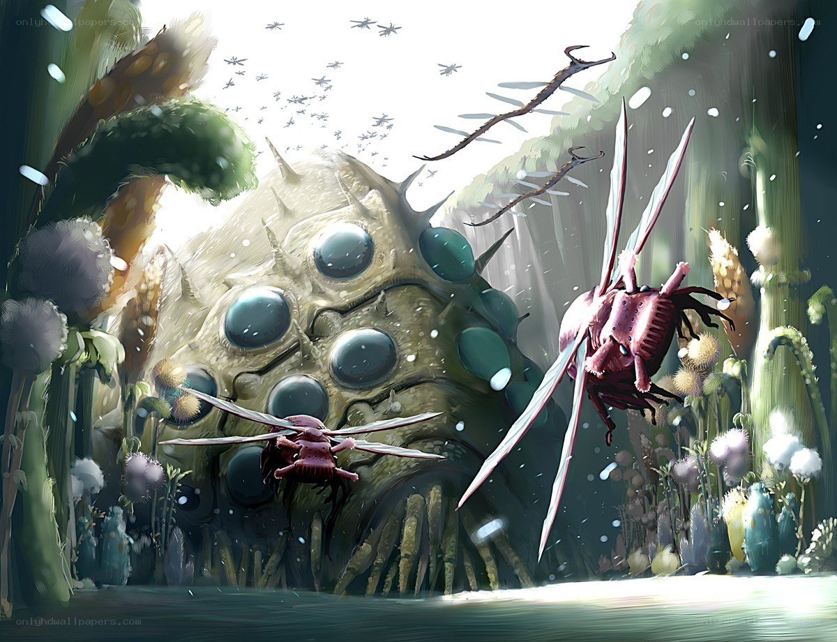 Giant creature in alien forest