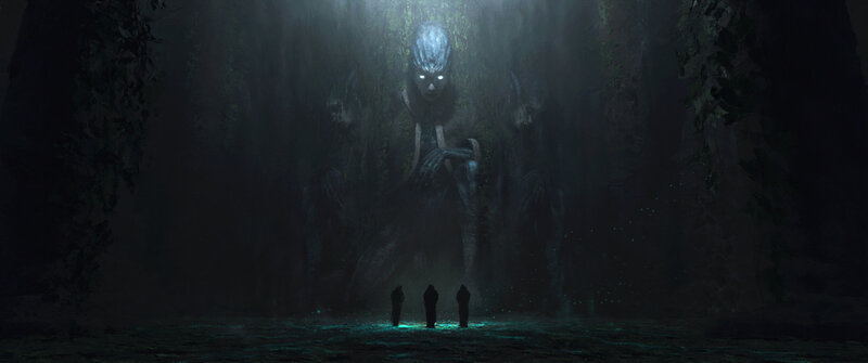 Giant Creature in Cave — Dark Green