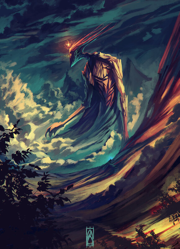 Giant Creature in Clouds — Blue