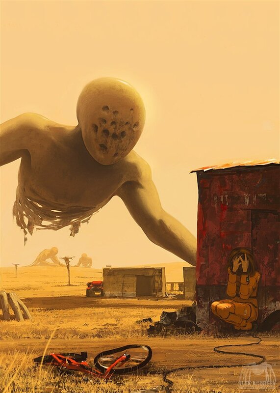 Giant Creature in Desert — Yellow