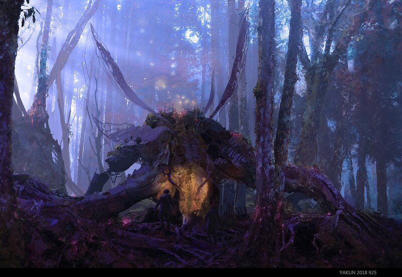Giant Creature in Forest — Purple