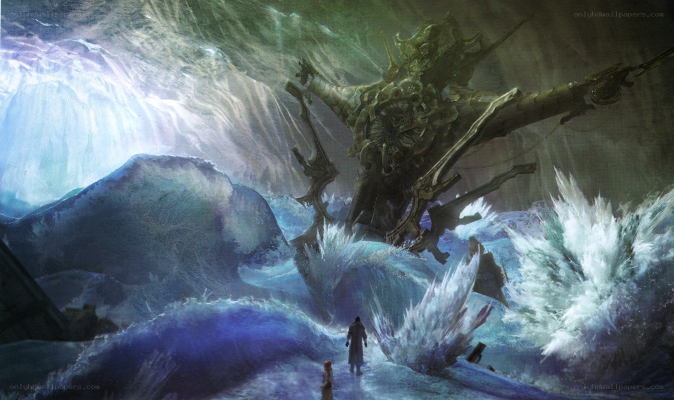 Giant creature in icy cavern