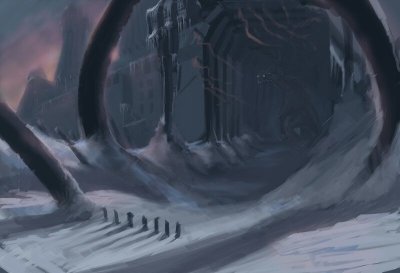 Giant Creature in Ruins — Gray