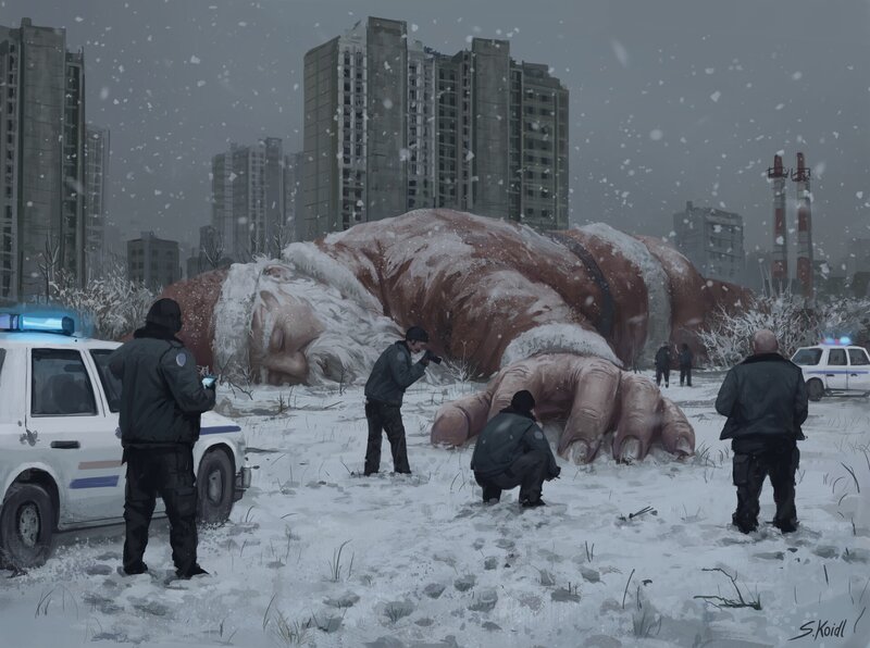 Giant Creature in Snow — Gray
