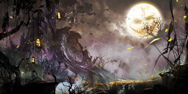 Giant Creature in Swamp — Purple