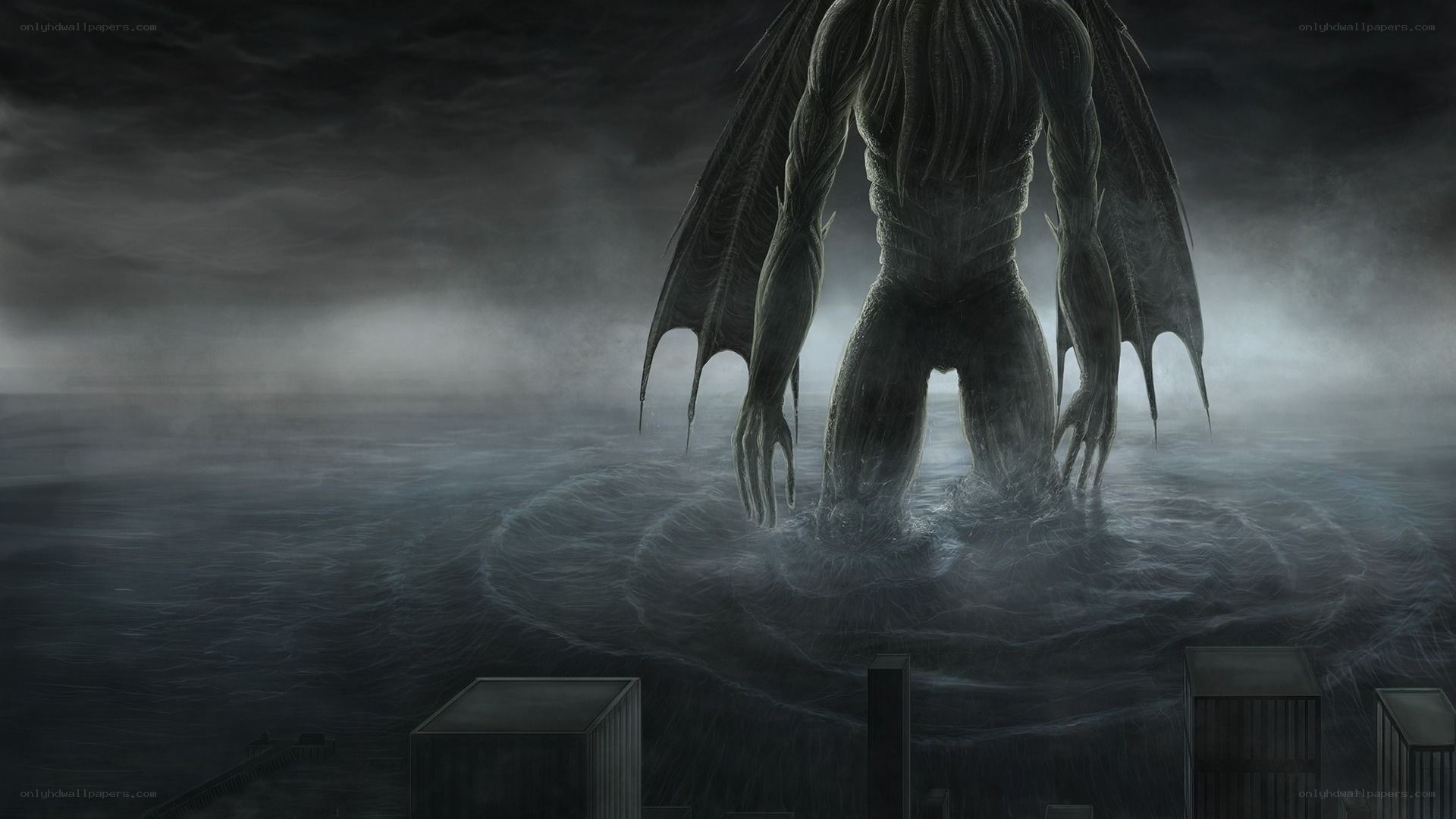 giant creature rising from sea