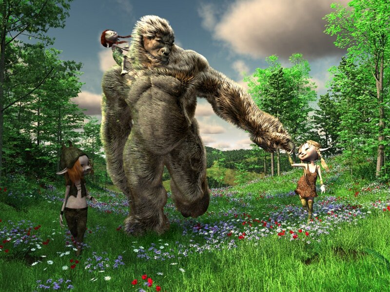 giant creature with children