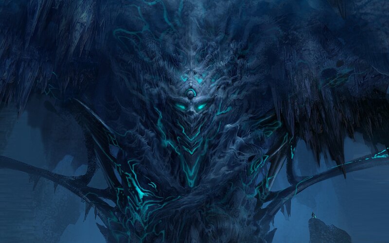 Giant Creature with Glowing Eyes — Blue