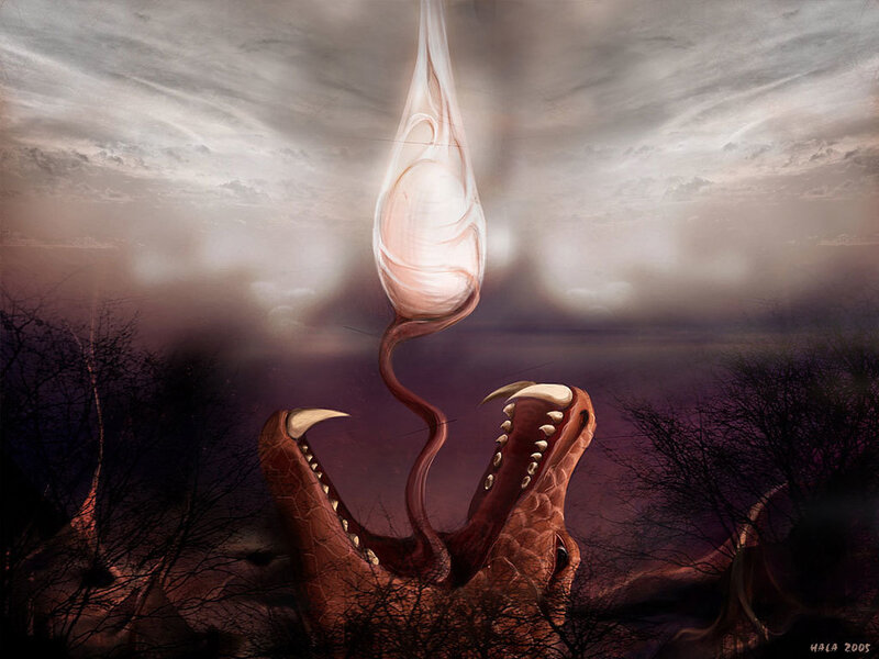 Giant creature with glowing orb