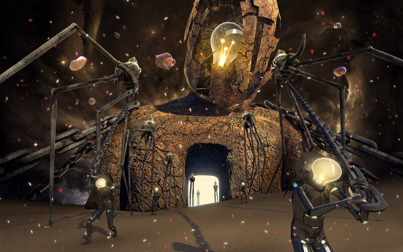Giant creature with light bulbs