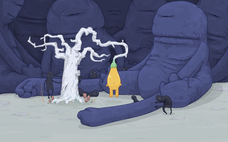 Giant creatures and small characters