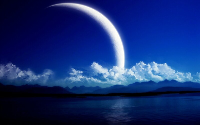 Giant Crescent Moon — Blue