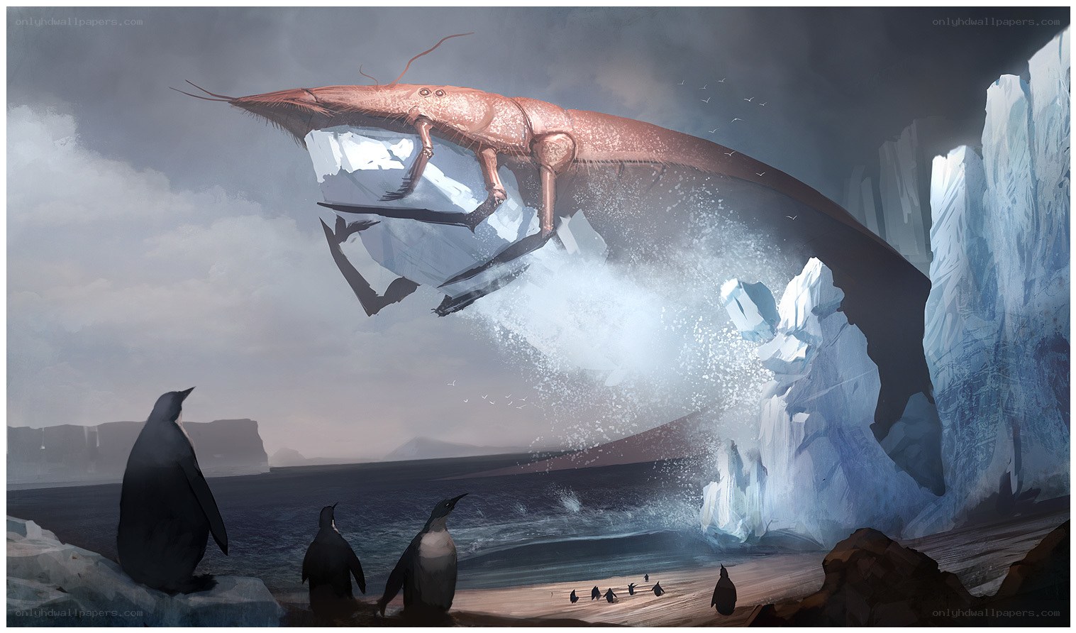 Giant crustacean attacks penguins