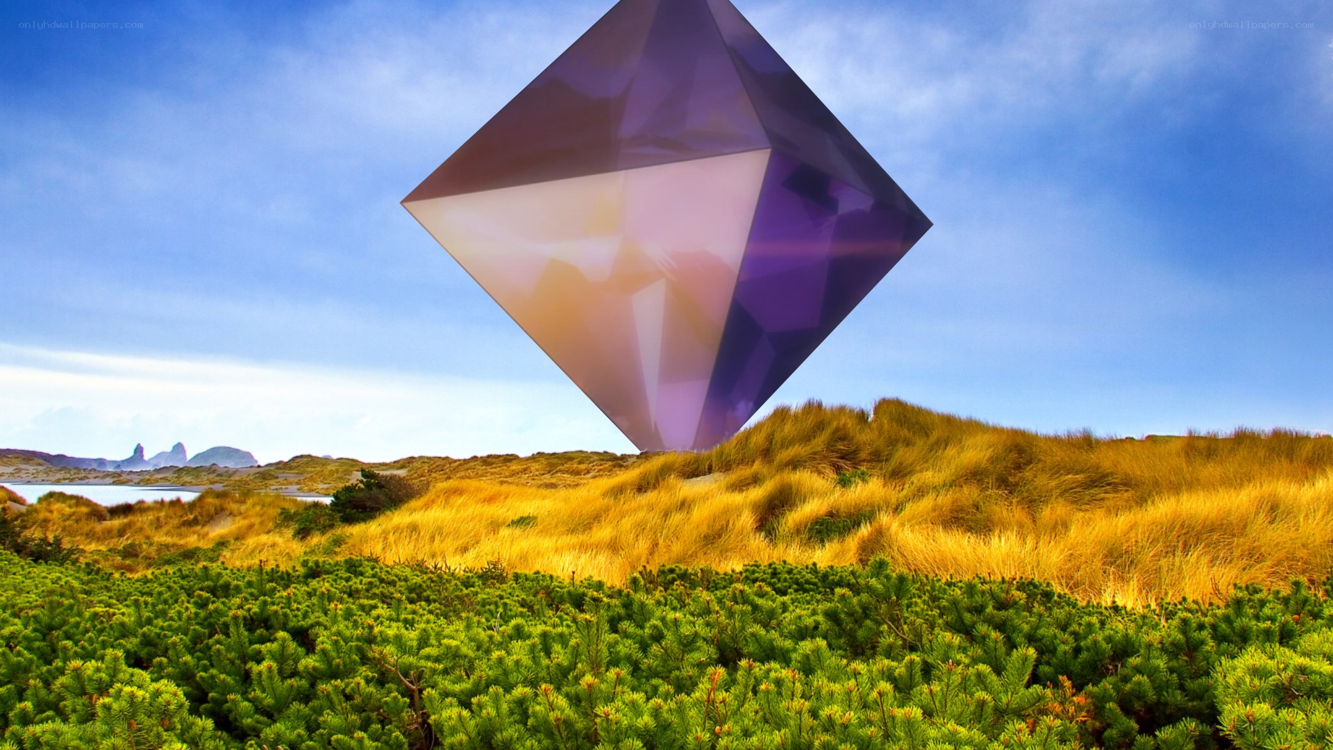Giant crystal over dunes
