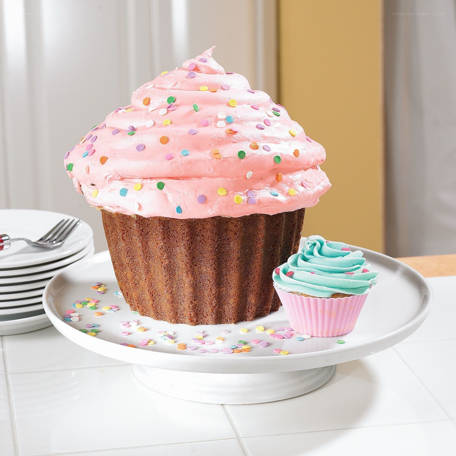 giant cupcake with sprinkles