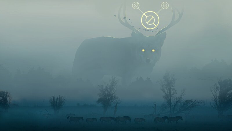 Giant Deer in Fog