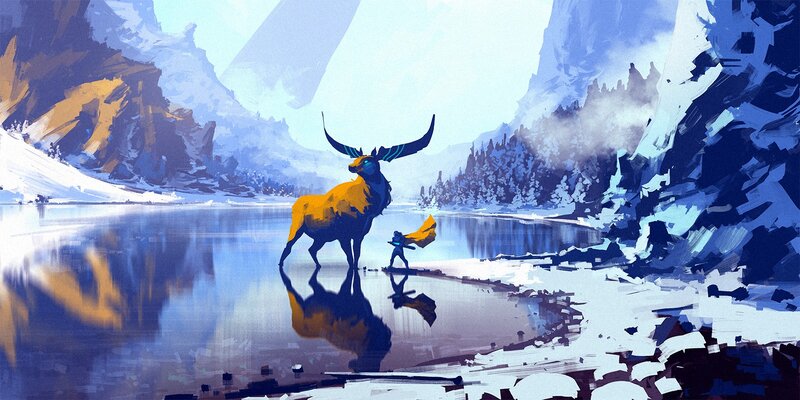 Giant Deer with Rider