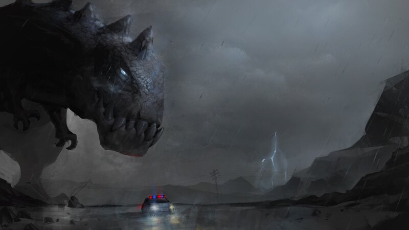 Giant Dinosaur Head — Gray